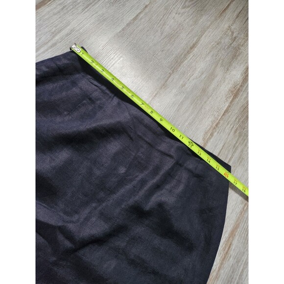 VTG Valerie Stevens Petite Pure 100% Linen Navy Blue Skirt Pnecil Hidden Zip 14 - Picture 4 of 8